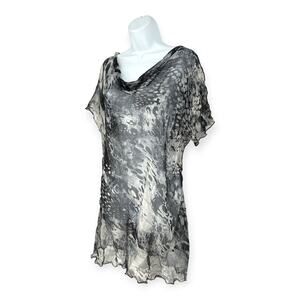 Nordstrom | One Size | 100% Silk Sheer Gray Abstract Design Swim Coverup Tunic